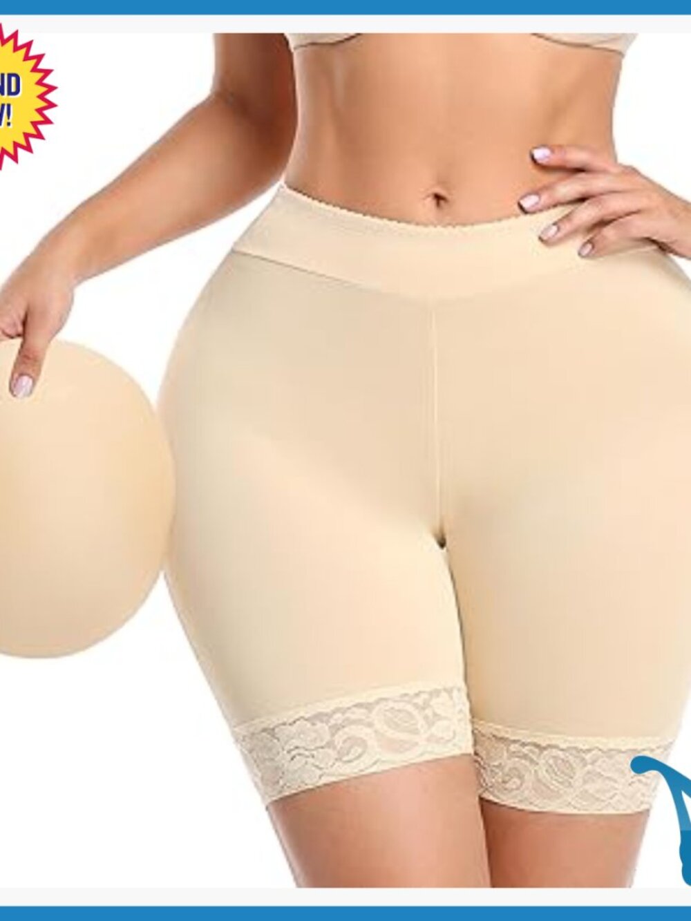 XXL Shapewear Shorts with Butt Pads Tummy Control Mid Waist